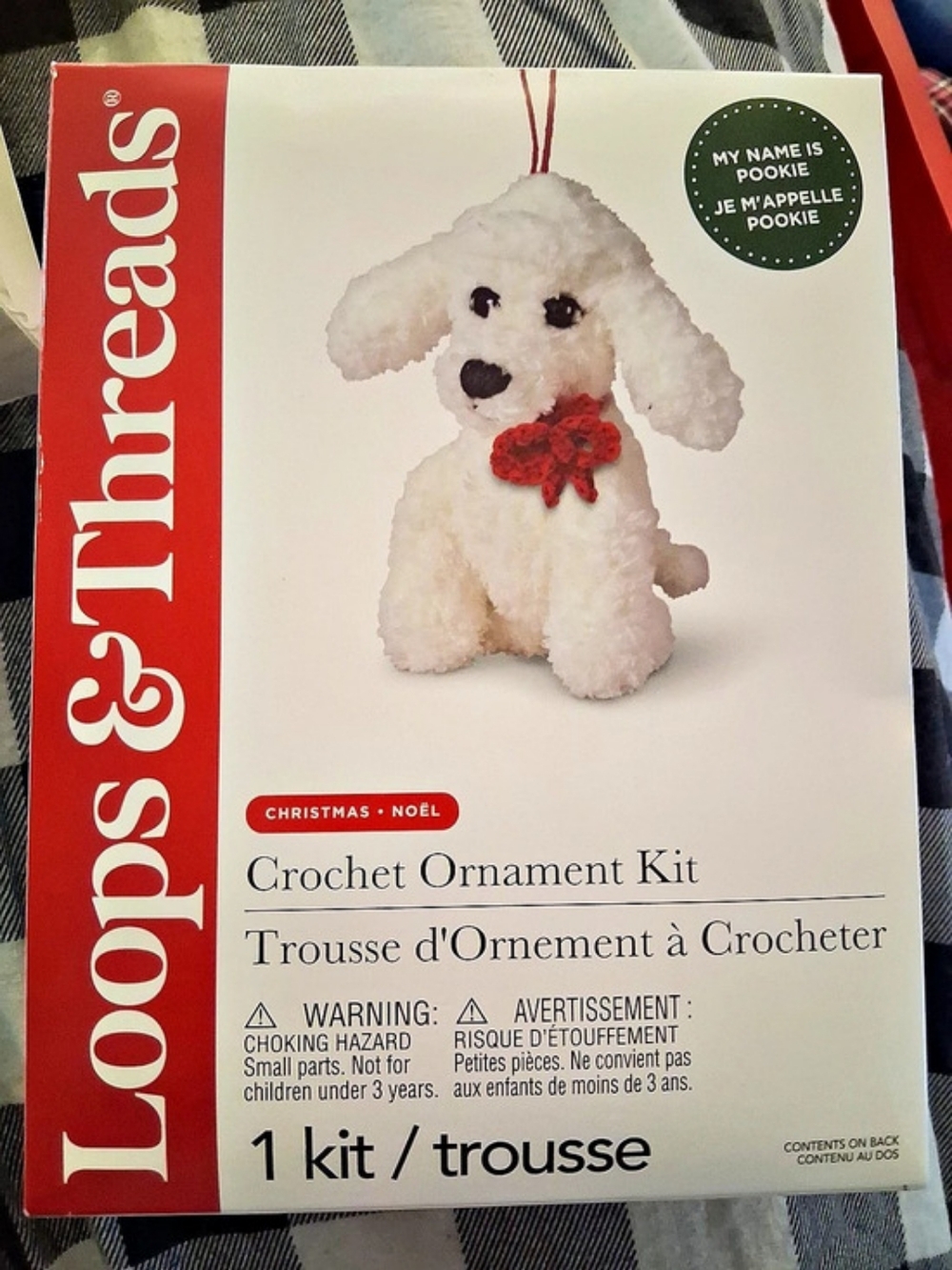 Loops & Threads Pookie the Puppy Crochet Ornament Kit White & Red
